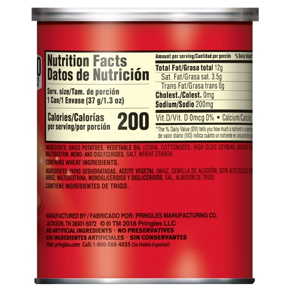 Pringles Papas Fritas Original de Papa 1.3 oz., Paquete de 36 - 3800084714