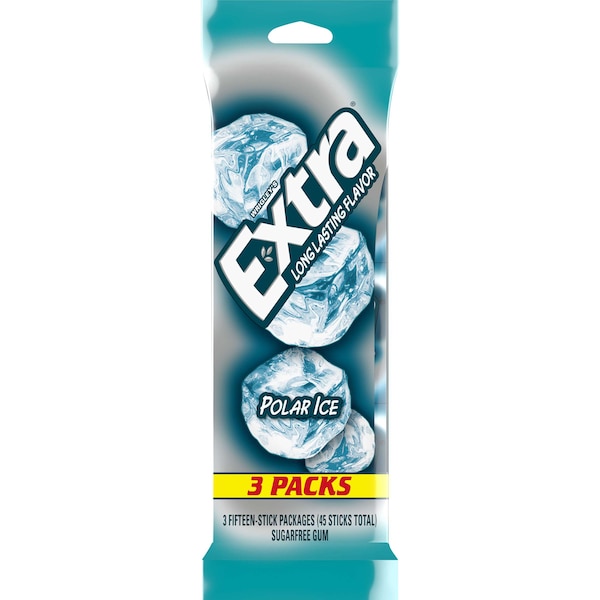 Extra Extra Polar Ice Chicle de 15 piezas en presentación individual, paquete de 60 - 326138