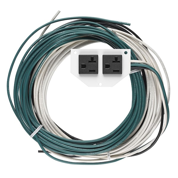 Hubbell Wiring Device-Kellems Recessed 10" Series, Sub Plate, 1/2 Perimeter, PreWired Duplex, 25' Leads - S1R10PSPZ25