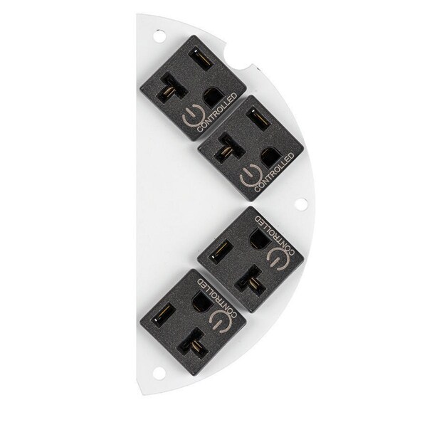 Hubbell Wiring Device-Kellems Recessed 6" Series, Sub Plate, 50% Right Side, (4) Controlled 20A Pre-Wired Receptacles, 1 or 2 Circuits, 18" Leads - S1R6SPHC4