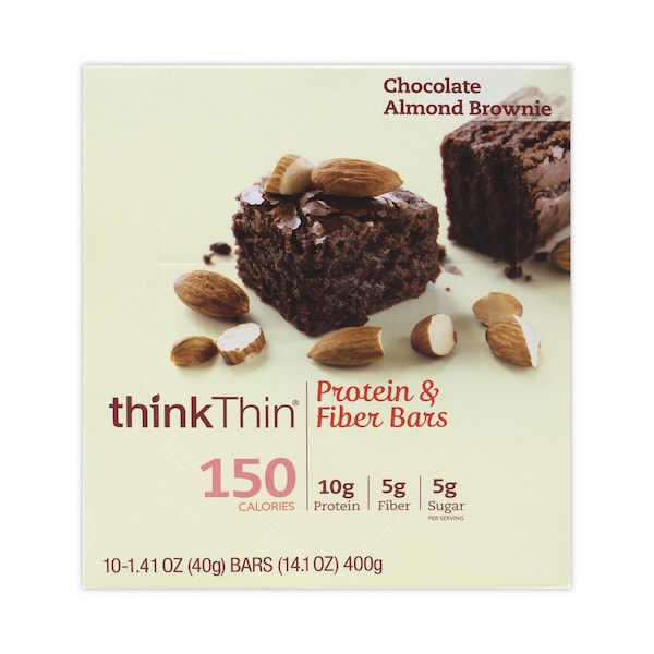 Barritas altas en proteína Thinkthin, Almond Brownie, Barra de 141 oz, paquete de 10, 10PK - 71095