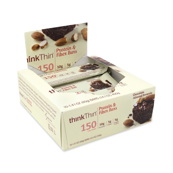 Barritas altas en proteína Thinkthin, Almond Brownie, Barra de 141 oz, paquete de 10, 10PK - 71095