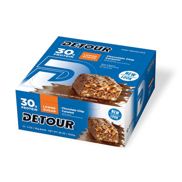Desvío 85g Barra de Proteína de Suero Detour Baja en Azúcar Sabor Chocolate Chip Caramelo, PK48 - 10100877