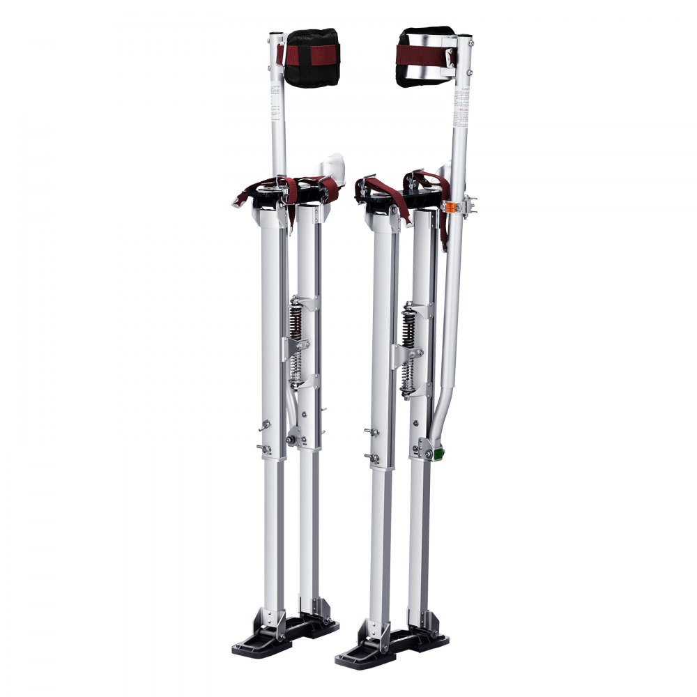 VEVOR Drywall Stilts, 36''-50'' Adjustable Aluminum Tool Stilts with Protective Knee Pads, Durable and Non-slip Work Stilts for Sheetrock Painting, Walking, Taping, Silver - SGBGQYCYS3650PY9HV0