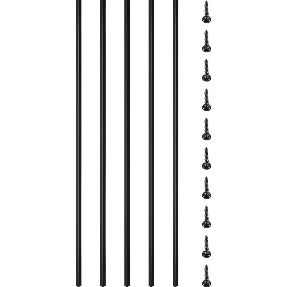 VEVOR Deck Balusters, 16 Pack Metal Deck Spindles, 44"x0.5" Staircase Baluster with Screws, Iron Deck Railing for Wood and Composite Deck, Stylish Black Baluster for Outdoor Stair Deck Porch - TYCZFXL44/0.5I1GWV0