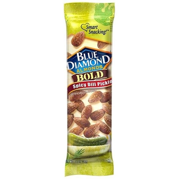 Almendras Blue Diamond de la Serie BOLD, Sabor a Pepinillo Picante, Tubo de 15 onzas - 714322