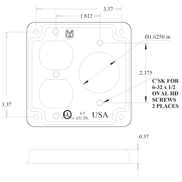 Mulberry Electrical Box Cover, Square, Steel, Raised Cover - 11429