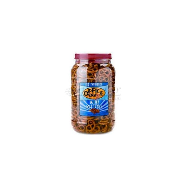 Merienda de oficina. Mini torcidos de pretzel de Oficina Snax, con sal, bote de 40 oz. - OFX00082