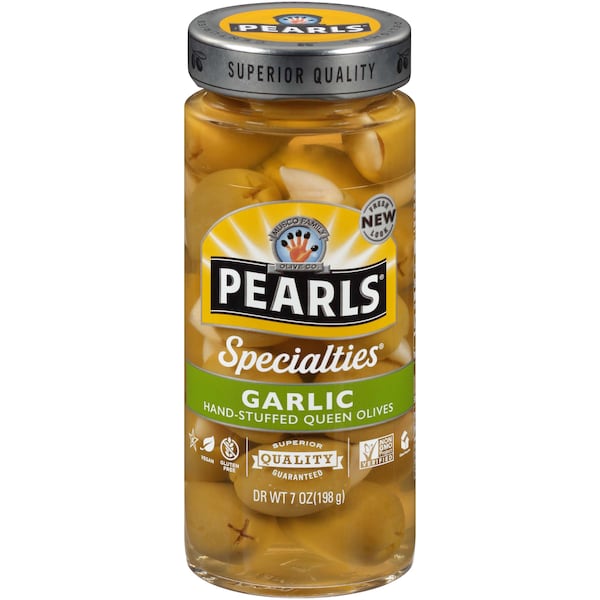 Aceitunas rellenas de ajo con perlas, 7 oz., paquete de 6 - 2580315