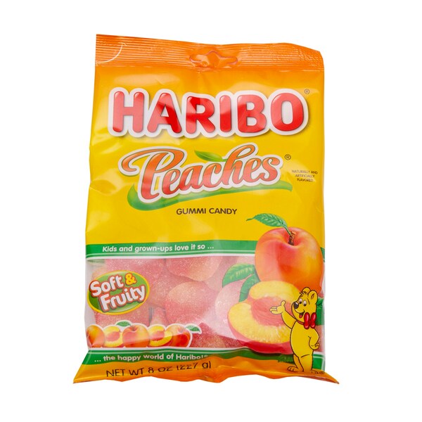 Haribo Dulces Duraznos Confitados 8 oz. Bolsa, paquete de 10 - 30004