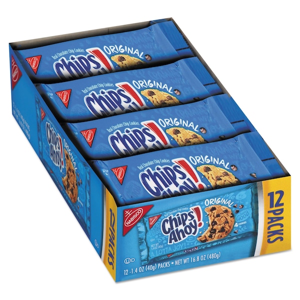 Galletas Nabisco Chips Ahoy, Chocolate Chip, Paquete de 1.4 oz, Paquete de 12 - 044000052220