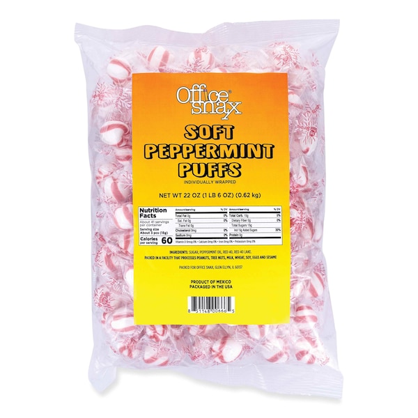 Bocadillos de Oficina. Asortment de dulces, suaves bolitas de menta, bolsa de 22 onzas - 00666