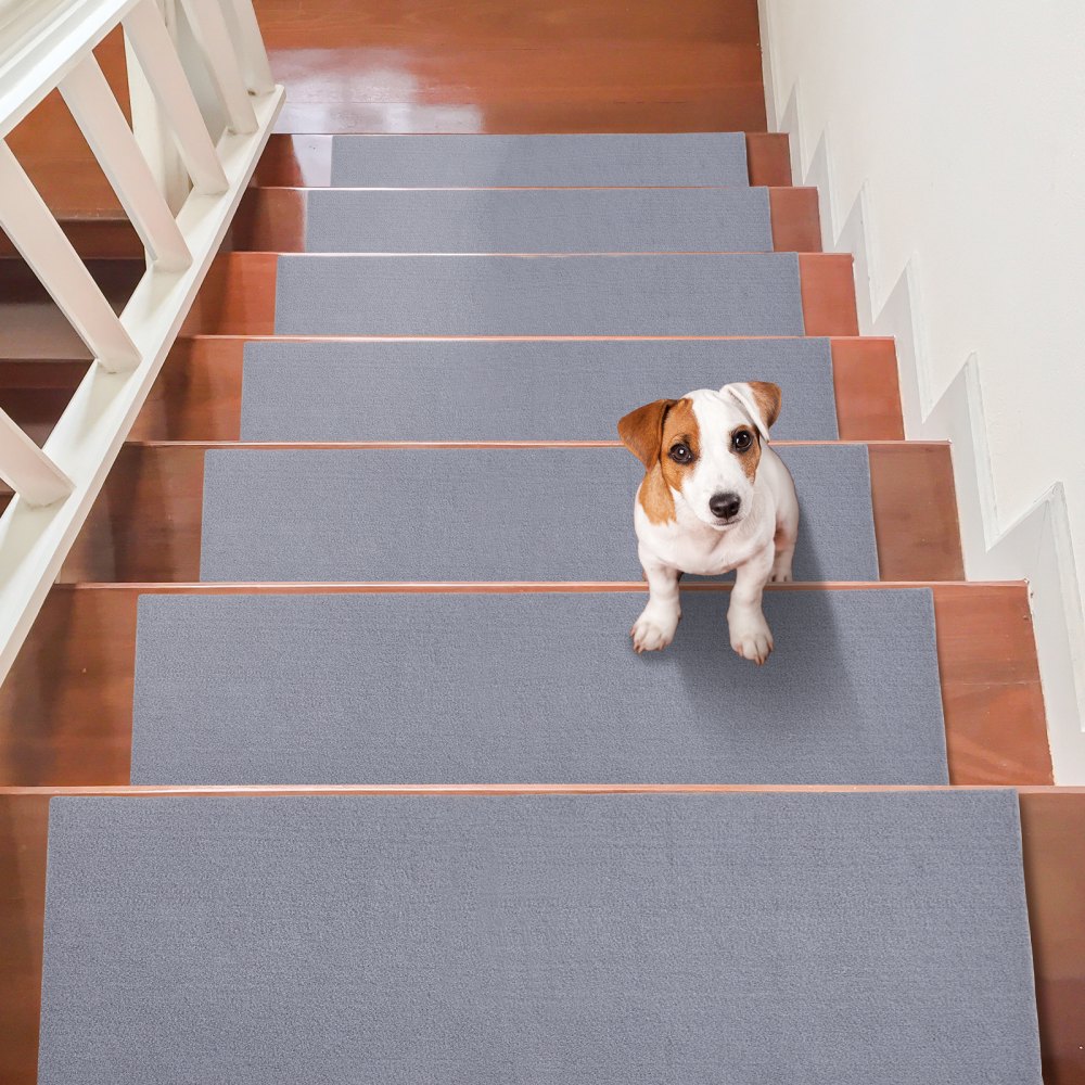 VEVOR Stair Treads, Stairs Carpet Non Slip 8" x 30", Indoor Stair Runner for Wooden Steps, Anti Slip Carpet Stair Rugs Mats for Kids Elders and Dogs, 15 pcs, Gray - LTFHDCSTPR308KZ04V0