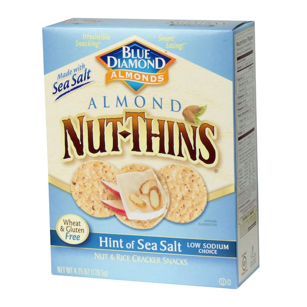 Blue Diamond Nut-Thins Sabor a Sal de Mar, Paquete de 12 - 05278
