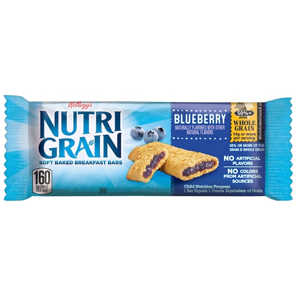 Kellogg's Barrita de Cereal Nutri-Grain de Arándano 1.55 oz, Paquete de 96 - 3800090819