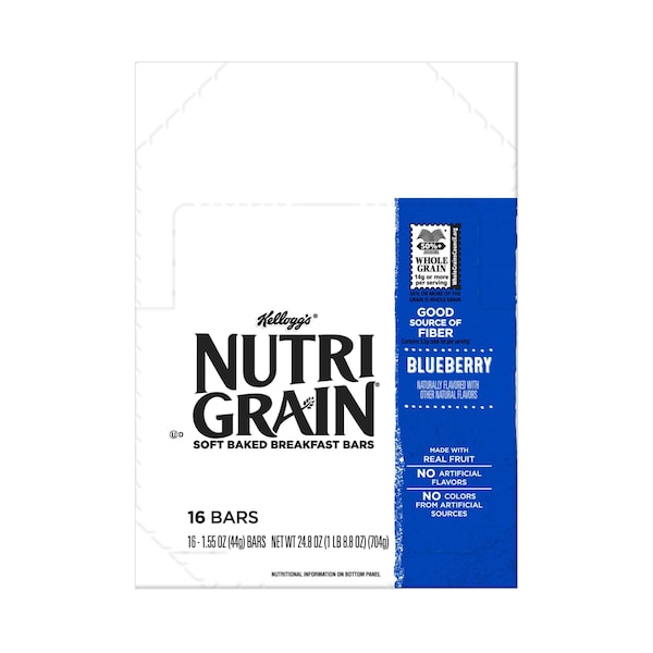Kellogg's Barrita de Cereal Nutri-Grain de Arándano 1.55 oz, Paquete de 96 - 3800090819