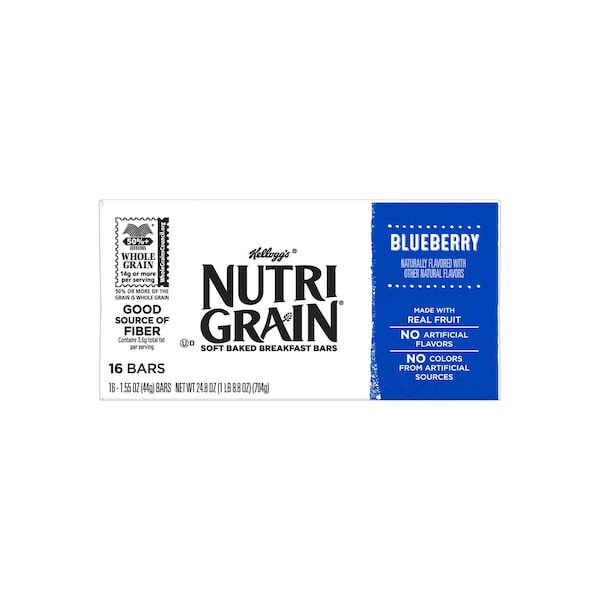 Kellogg's Barrita de Cereal Nutri-Grain de Arándano 1.55 oz, Paquete de 96 - 3800090819