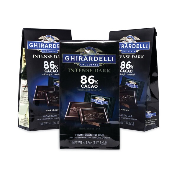 Ghirardelli Intense Dark Midnight Reverie 86% Bolsa de Chocolates de Cacao Único, 4.12 oz, Paquete de 3, 3 Paquetes - 62493