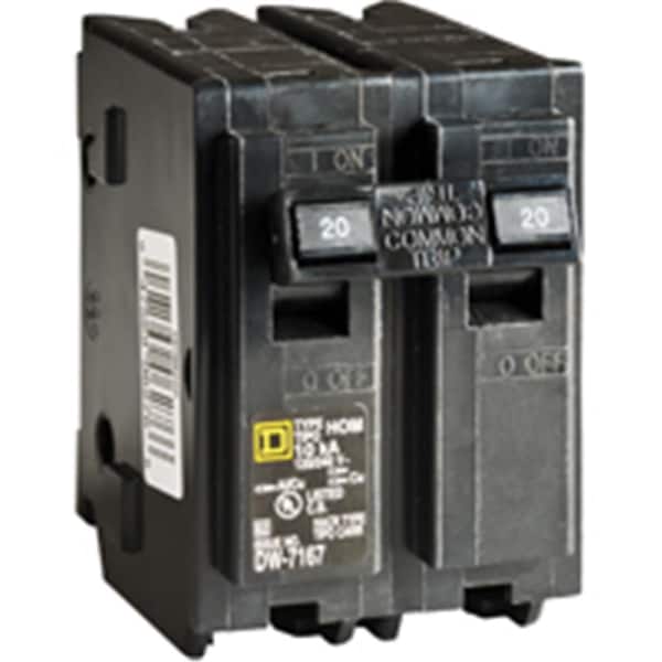 Square D Circuit Breaker, HOM Series, 20A, 2 Pole, 120/240V AC, 10kA - SQ386547