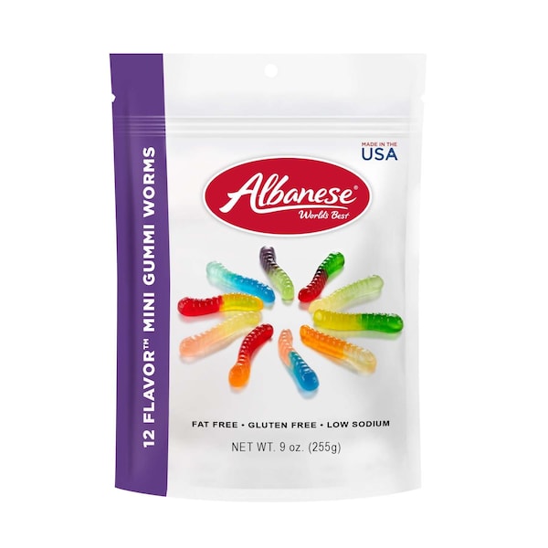 Mundo Albanese Mejores Gusanos de Gelatina de 12 Sabores en Presentación de 9 oz con Cierre Hermético, Paquete de 6 unidades - 53381
