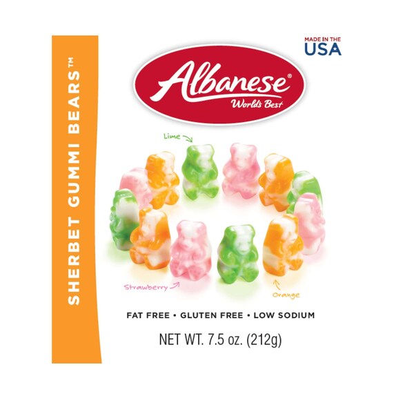 Albanese Worlds Best Sherbet Bears Stand Up Peg Bag Shipper, PK60 - 53402

Soporte de Exhibición de 60 bolsas de Albanese Worlds Best Sherbet Bears - 53402
