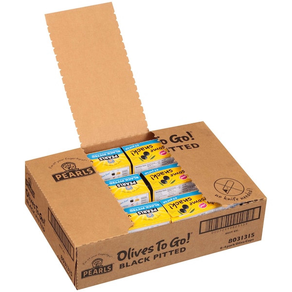Perlas Perlas Aceitunas de Bolsillo Negras Descarozadas Taza 4.8 oz., Paquete de 6 - 8031315