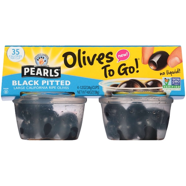 Perlas Perlas Aceitunas de Bolsillo Negras Descarozadas Taza 4.8 oz., Paquete de 6 - 8031315