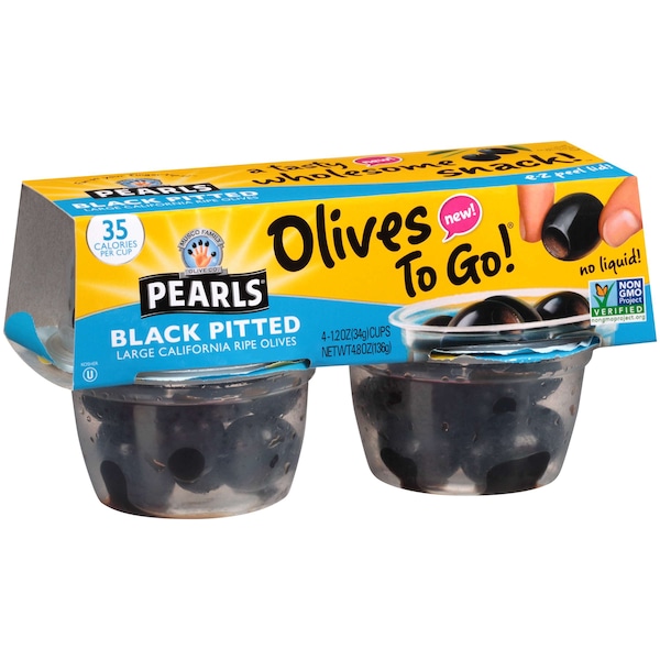 Perlas Perlas Aceitunas de Bolsillo Negras Descarozadas Taza 4.8 oz., Paquete de 6 - 8031315