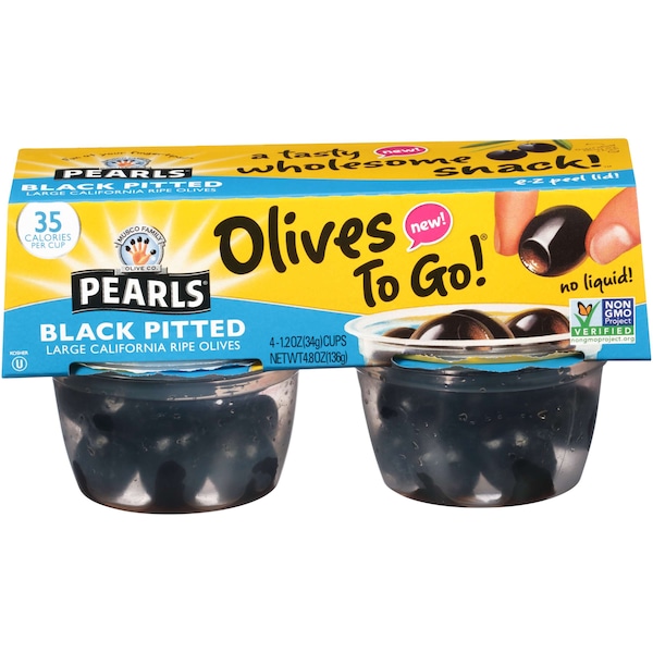 Perlas Perlas Aceitunas de Bolsillo Negras Descarozadas Taza 4.8 oz., Paquete de 6 - 8031315