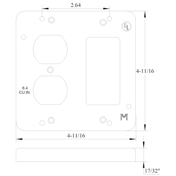 Mulberry Electrical Box Cover, Square, Steel, GFCI Duplex Receptacle Cover - 11535