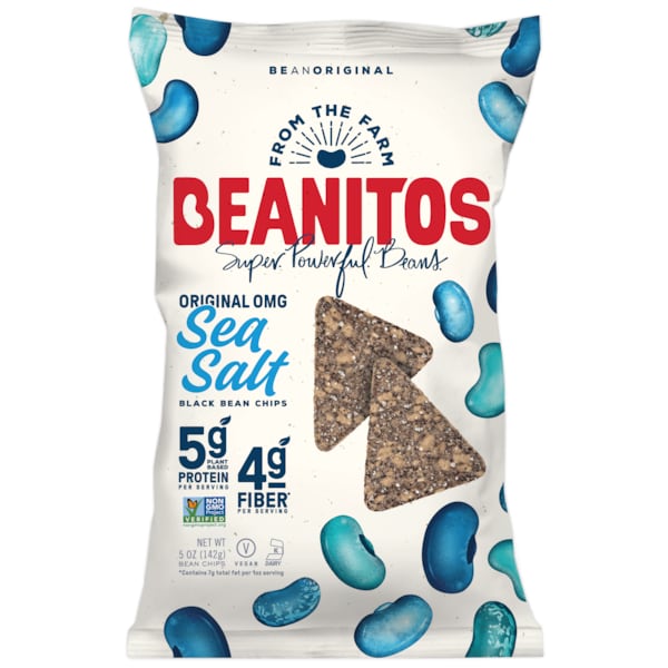 Beanitos Beanitos Clásicos Papitas de Frijol Original OMG Sal Marina Frijol Negro 5.0 oz., PK6 - 1500