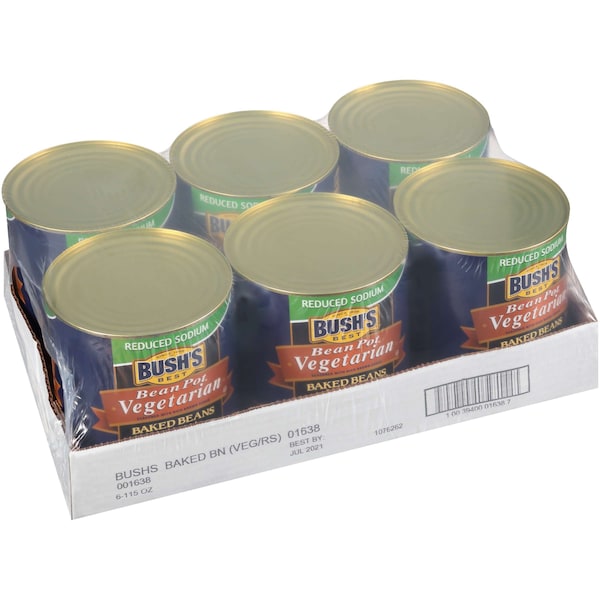 Mejores frijoles horneados vegetarianos Bush's Best con bajo contenido de sodio en lata #10, paquete de 6 - 01638