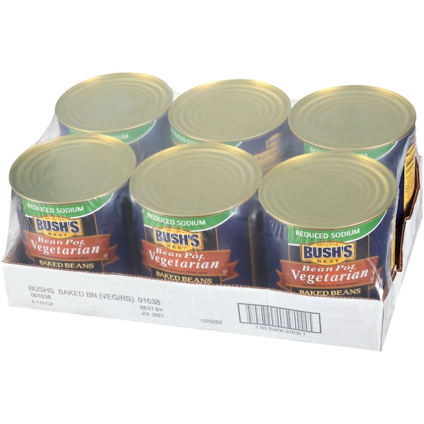Mejores frijoles horneados vegetarianos Bush's Best con bajo contenido de sodio en lata #10, paquete de 6 - 01638