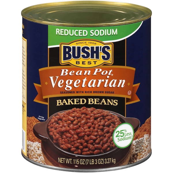 Mejores frijoles horneados vegetarianos Bush's Best con bajo contenido de sodio en lata #10, paquete de 6 - 01638
