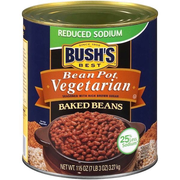 Mejores frijoles horneados vegetarianos Bush's Best con bajo contenido de sodio en lata #10, paquete de 6 - 01638