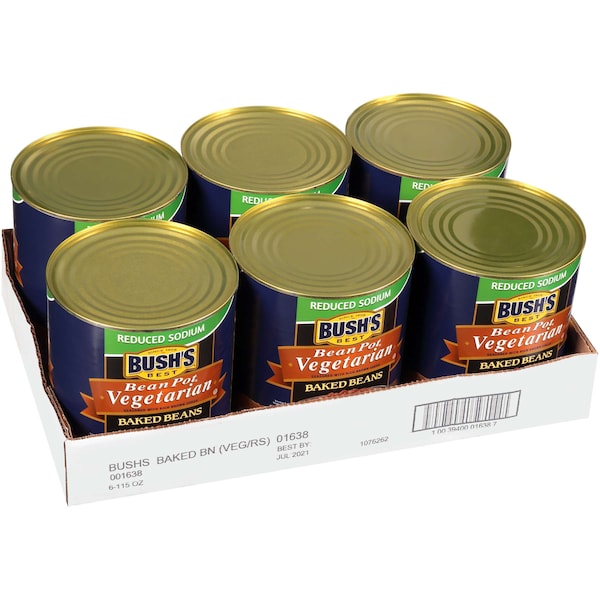 Mejores frijoles horneados vegetarianos Bush's Best con bajo contenido de sodio en lata #10, paquete de 6 - 01638