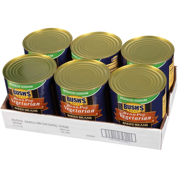 Mejores frijoles horneados vegetarianos Bush's Best con bajo contenido de sodio en lata #10, paquete de 6 - 01638
