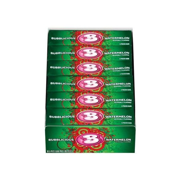 Chicle Bubblicious Wave Singles Sandía 5 Piezas, Paquete de 144 - 91758