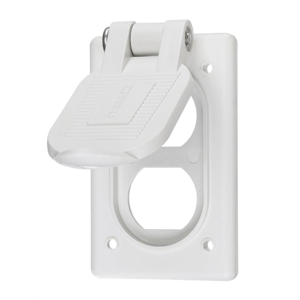 Hubbell Wiring Device-Kellems Electrical Box Cover, 1 Gang, Rectangular, Thermoplastic, Raised Cover - HBL52CM21W