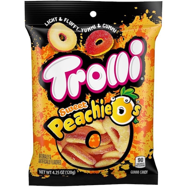 Caramelo de goma Trolli Peachie O's de 4.25 oz, paquete de 12 - 02539.