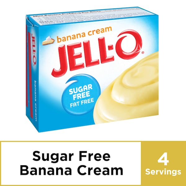 Natillas Instantáneas Jell-O Sin Azúcar y Grasa Sabor Plátano 0.9 oz., Paquete de 24 - 10043000205546