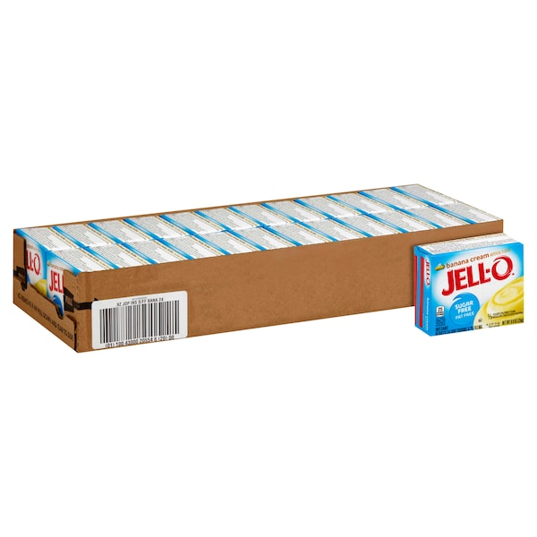 Natillas Instantáneas Jell-O Sin Azúcar y Grasa Sabor Plátano 0.9 oz., Paquete de 24 - 10043000205546