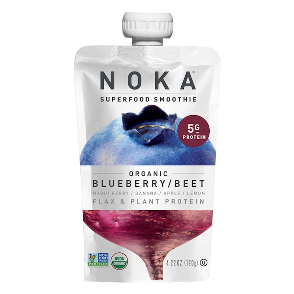 Batido verde de superalimentos Noka Noka Blueberry Beets en botella de 4.22 oz, paquete de 12 - 10851554006034