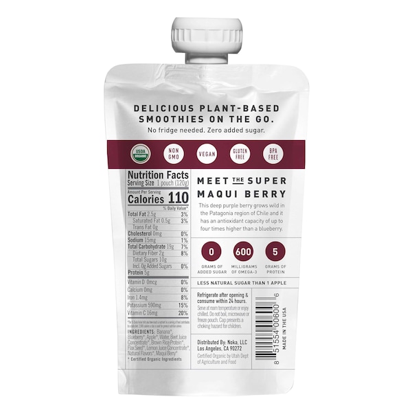 Batido verde de superalimentos Noka Noka Blueberry Beets en botella de 4.22 oz, paquete de 12 - 10851554006034