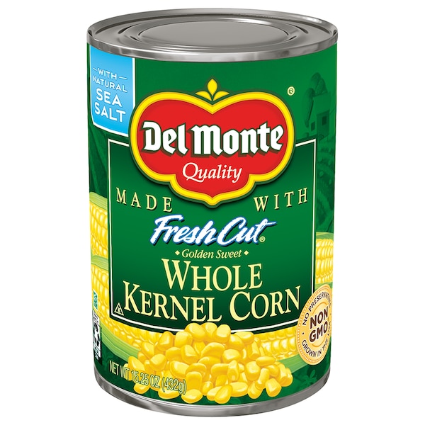 Lata de Maíz Entero Del Monte Golden Sweet, con tapa de fácil apertura, 15.25 oz. Paquete de 24 - 2001404