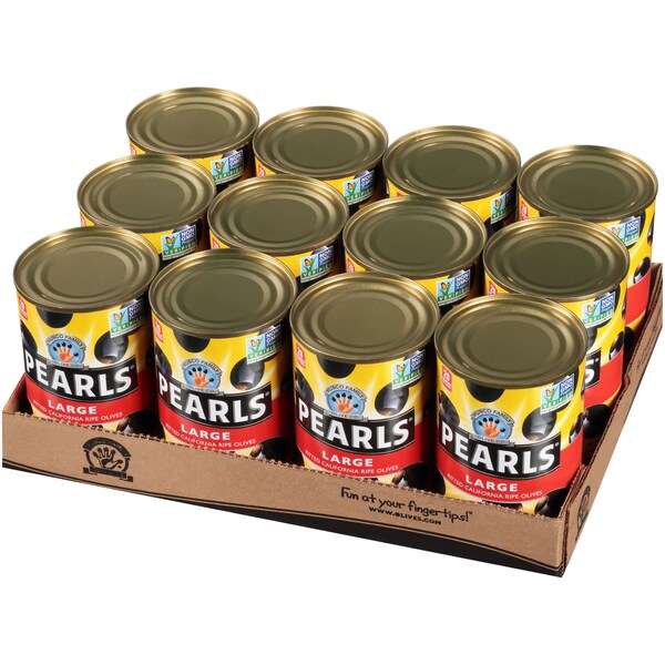 Perlas Perlas de Aceitunas Negras Grandes y Sin Hueso 6 oz., Paquete de 12 - 4422315