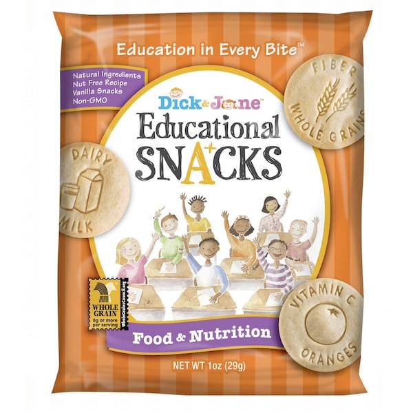 Galletas educativas de refrigerio de comida y nutrición Dick y Jane en bolsa de 1 oz, paquete de 120 - ES1001