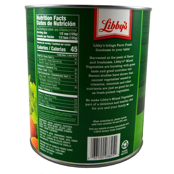 Libbys Libby Verduras Mixtas Bajas en Sodio 104 oz., Paquete de 6 - F003710003825