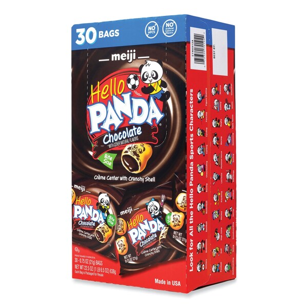 Galletas rellenas de crema de chocolate Meiji Hello Panda, bolsa de 0.75 oz, paquete de 30 - 969786
