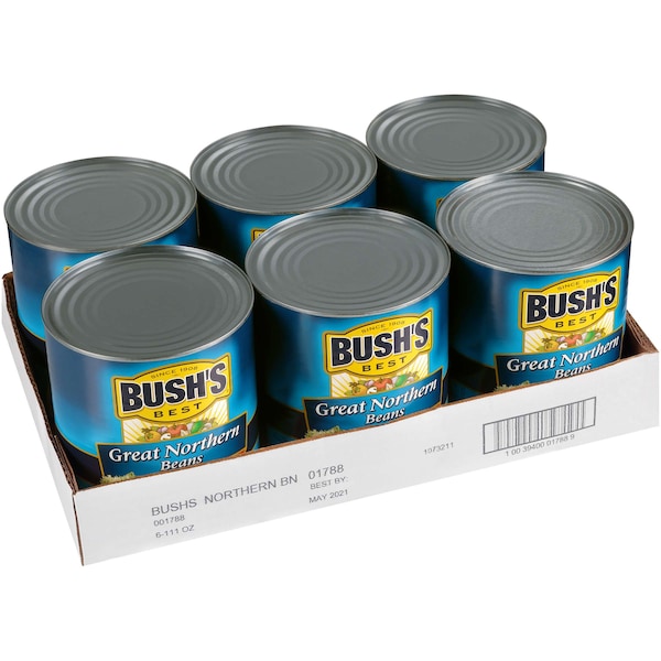 Bush's Best Great Northern Beans #10 Can, PK6 - 01788
Frijoles Great Northern Bush's Best en lata #10, paquete de 6 - 01788